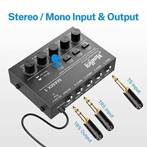 Moukey Mini Audio Mixer Line Mixer, 4-Stereo Ultra
