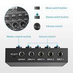 Moukey Mini Audio Mixer Line Mixer, 4-Stereo Ultra