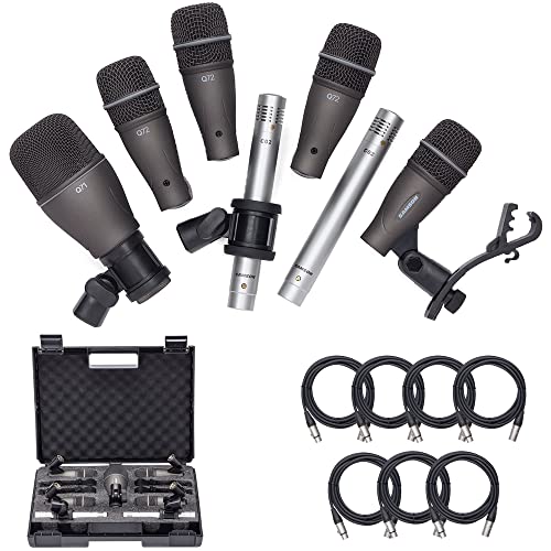 Drum Microphone Kit with Premium XLR Cables - Bundle