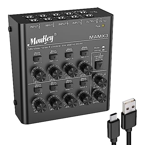 Moukey 8-Stereo Line Mixer for Small Clubs/Bars