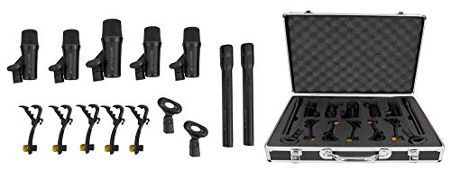 Rockville PRO-D7 7 Mic Drum Kit Set Black