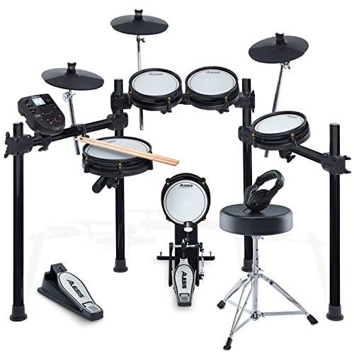 Alesis Drums Surge Mesh SE Kit and Drum Essentials Bundle - Electric Drum Set with USB MIDI Connectivity, Drum Throne and On-Ear Headphones