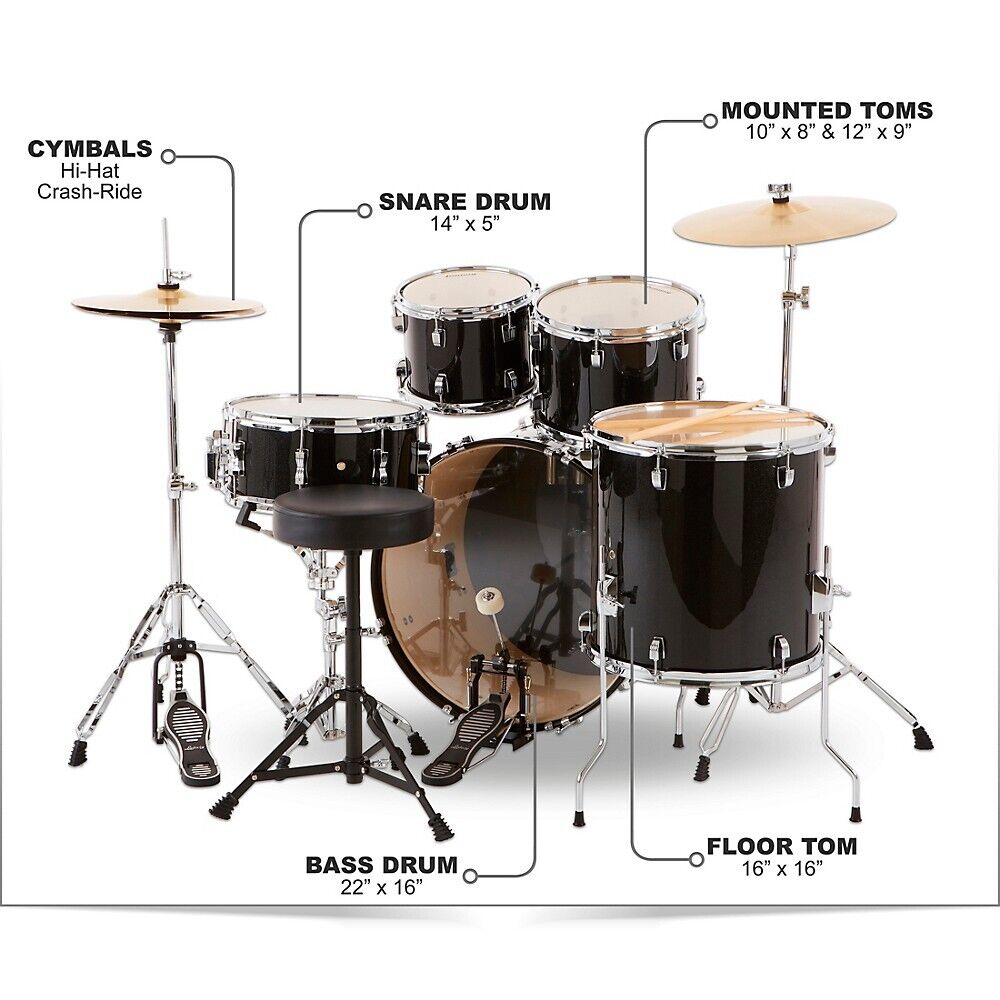 Ludwig Backbeat 5-Piece Drum Set - Black Sparkle
