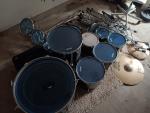 Complete drum sets with cymbals available