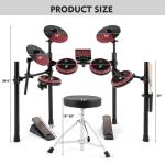 8PCS Electric Drum Set Mesh Beginner Electronic Drum Kit Sticks USB MIDI w/Stool