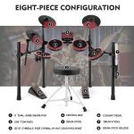 8PCS Electric Drum Set Mesh Beginner Electronic Drum Kit Sticks USB MIDI w/Stool