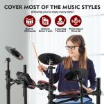 8PCS Electric Drum Set Mesh Beginner Electronic Drum Kit Sticks USB MIDI w/Stool