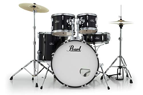 Pearl Roadshow 5-Piece Drum Set with Cymbals, Jet Black