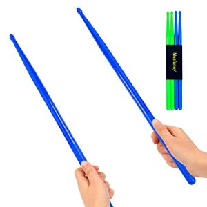 2 Pairs 5A Drumsticks for Adults Kids Nylon Personalized Drum Sticks Light Durable Musical Instrument Percussion Accessories (Blue and Green)