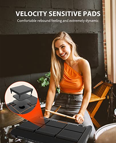 Drum Sample Pad, LEKATO Electric Drum Set Pad with 9 Velocity-Sensitive Drum Pad, Built-in 30 Drum Kits, Percussion Pad Multipad with MIDI out, USB MIDI, Looper, Triggering inputs