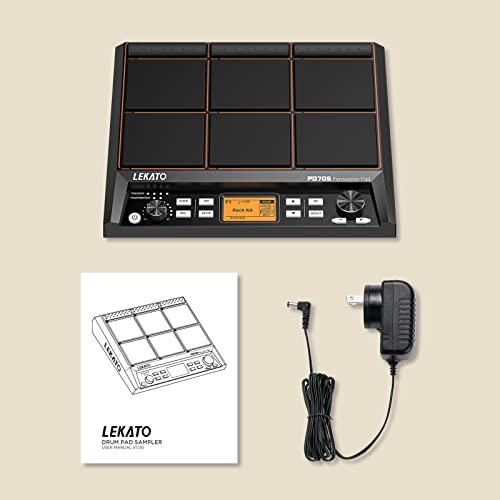 Drum Sample Pad, LEKATO Electric Drum Set Pad with 9 Velocity-Sensitive Drum Pad, Built-in 30 Drum Kits, Percussion Pad Multipad with MIDI out, USB MIDI, Looper, Triggering inputs