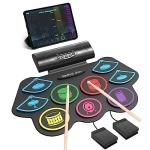 9 Pads Electronic Drum Set, 19x13 Inch Roll-Up Drum Practice Pad Drum Kit with Headphone Jack Built-in Speaker Drum Pedals Drum Sticks, Great Holiday Birthday Gift for Kids - Colorful