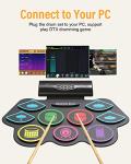 9 Pads Electronic Drum Set, 19x13 Inch Roll-Up Drum Practice Pad Drum Kit with Headphone Jack Built-in Speaker Drum Pedals Drum Sticks, Great Holiday Birthday Gift for Kids - Colorful