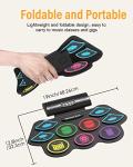 9 Pads Electronic Drum Set, 19x13 Inch Roll-Up Drum Practice Pad Drum Kit with Headphone Jack Built-in Speaker Drum Pedals Drum Sticks, Great Holiday Birthday Gift for Kids - Colorful