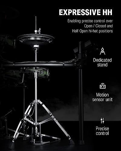 Donner DED-500 PRO Electronic Drum Set with Industry Standard Mesh Heads, Moving HiHat, and Included BD Pedal for Optimal Performance and Feel Plus USB Professional Studio Integration