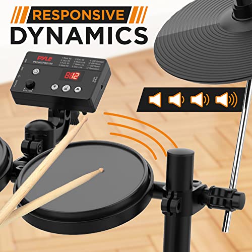 Pyle 8-Piece Electric Drum Set Professional Electronic Drumming Kit Machine w/MIDI Support, Preloaded Sounds, Record Mode, Cymbals, Digital Foot Pedals, Sound Module, Drumsticks, Mac/PC Compatible