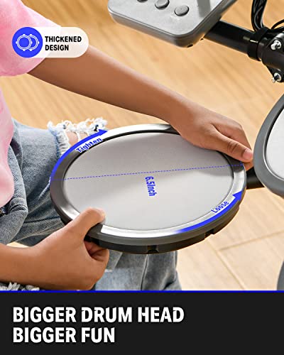 Donner DED-70 Electric Drum Set, Electric Drums with 4 Quiet Mesh Drum Pads, 2 Switch Pedal, Portable and Solid Drum Set with Type-C Charging, 68+ Sounds, Throne, Headphones, Sticks, Melodics Lessons