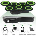 Topoworl Portable USB Electronic Drum Set Practice Drum Pad Foldable Silicone Jazz Drum Electric Drum Set (Green)