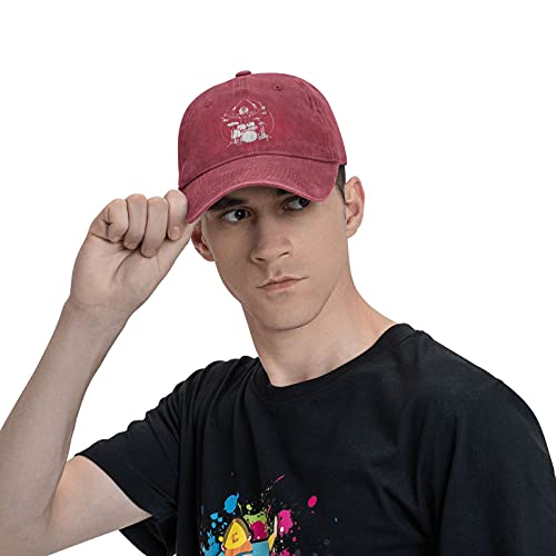 Da Vinci Drums Baseball Cap Cotton Cowboy Hat Retro Washed Adjustable Gift Red
