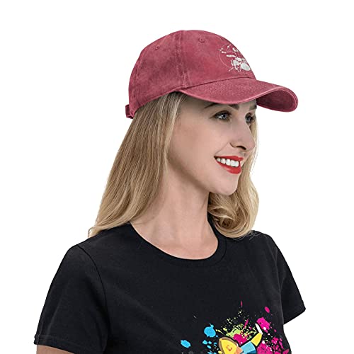 Da Vinci Drums Baseball Cap Cotton Cowboy Hat Retro Washed Adjustable Gift Red