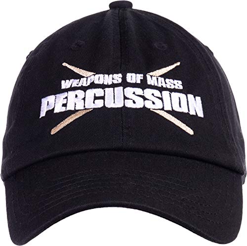 Ann Arbor T-shirt Co. Weapons of Mass Percussion | Funny Drum Drummer Music Band Men Women Baseball Dad Hat Black