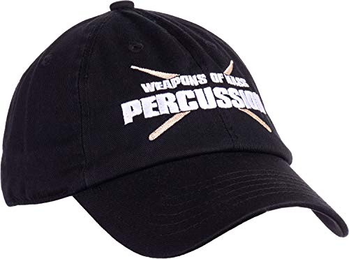 Ann Arbor T-shirt Co. Weapons of Mass Percussion | Funny Drum Drummer Music Band Men Women Baseball Dad Hat Black
