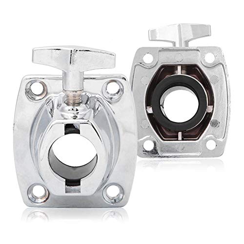 Replacement Tom Mount Bracket,Zinc Alloy Drum Holder Base Plate Professional Tom Mount Bracket Cymbal Clamp for Percussion Drum(Silver)