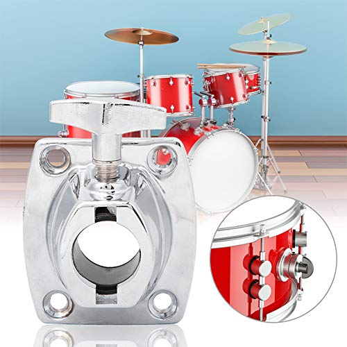 Replacement Tom Mount Bracket,Zinc Alloy Drum Holder Base Plate Professional Tom Mount Bracket Cymbal Clamp for Percussion Drum(Silver)