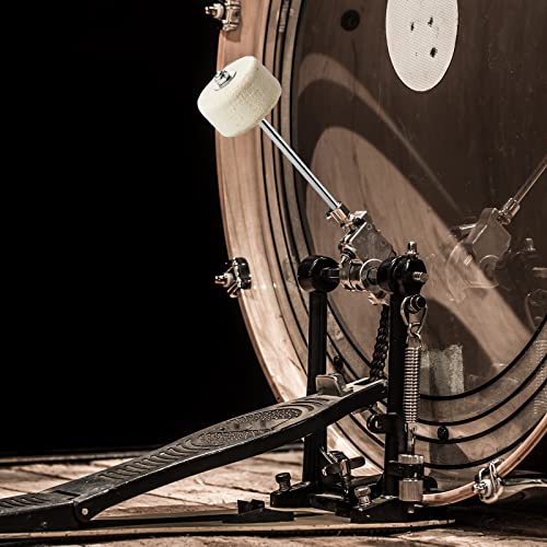 2 Pieces White Felt Bass Drum Beater Set, Kick Drum Foot Pedal Beater Drum Accessories Parts for Kick Drum Pedal