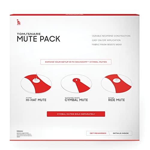 SoundOff by Evans Drum Mute Pak (4pc) – Provides 95% Volume Reduction Without Drastically Altering Drums’ Feel – Quietly Practice Directly on Drum Sets – For Standard-Sized Kits 12, 13, 14 (Snare), 16