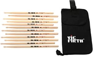Vic Firth American Classic Drumsticks 6-pack - 5B - Wood Tip - with Free Stick Bag