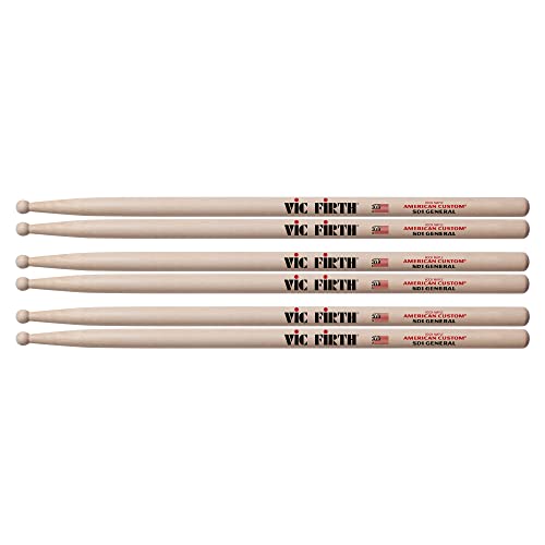 Vic Firth SD1 General Wood Tip Drum Stick 3 Pack Bundle
