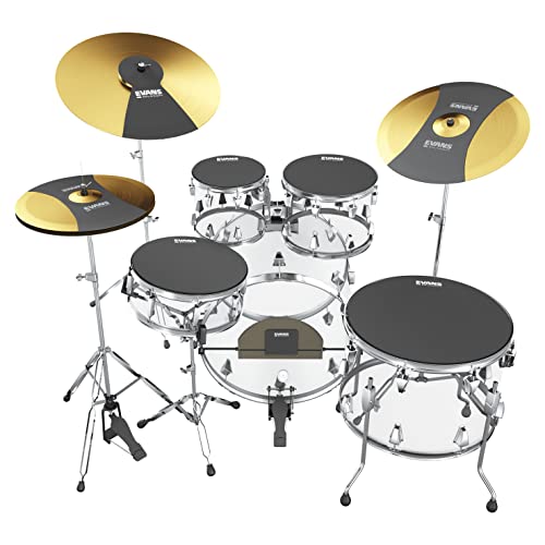 Evans Soundoff Drum Mute Pads - Full Box Drum Pad Set - Drum Mutes Pack - 3 Cymbals, 4 Tom/Snare, & 1 Bass Drum Mute - Great for Silencing Drum Kits to Practice - Fusion