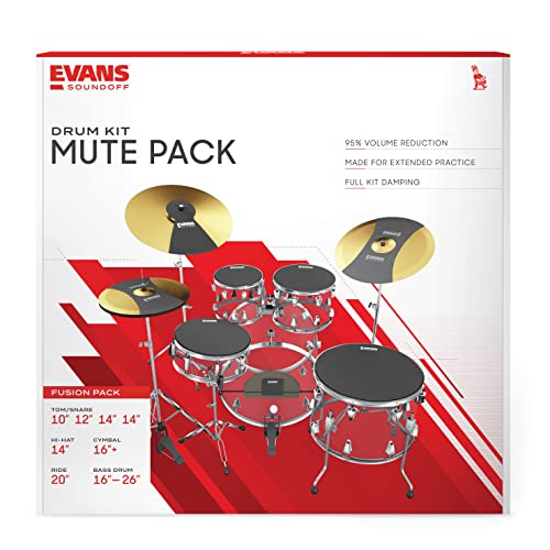 Evans Soundoff Drum Mute Pads - Full Box Drum Pad Set - Drum Mutes Pack - 3 Cymbals, 4 Tom/Snare, & 1 Bass Drum Mute - Great for Silencing Drum Kits to Practice - Fusion