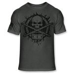 Drummer Skull T-Shirt with Crossbones and Flag