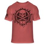 Drummer Skull T-Shirt with Crossbones and Flag