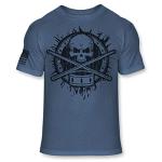 Drummer Skull T-Shirt with Crossbones and Flag