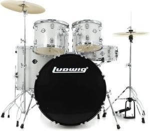 Ludwig Accent Drum Set with 22" Bass & Wuhan Cymbals - Silver Sparkle