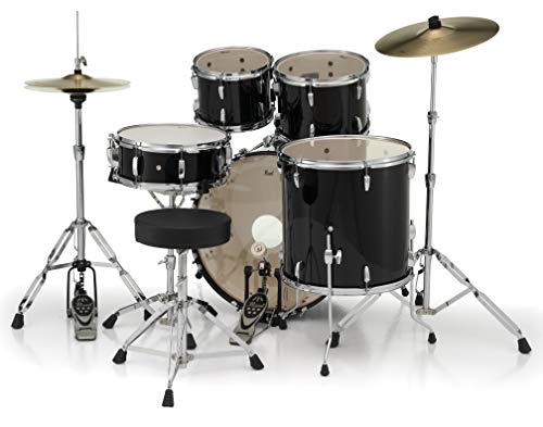 Pearl Roadshow 5-Piece Drum Set with Cymbals, Jet Black