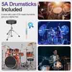 OUKMIC Adjustable Drum Throne with 5A Drumsticks