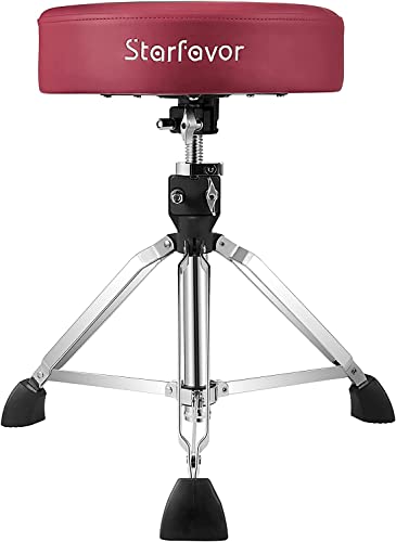 Starfavor Adjustable Drum Throne, Padded Seat with Anti-Slip Feet