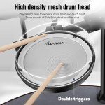 Asmuse ADE-60 Electric Drum Set, Drum Set With 4 Mesh Drum Pads, Switch Pedals, Headphones, Sticks, Electronic Drum Kit for Beginners Adults Kids (Black)