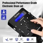 Asmuse ADE-60 Electric Drum Set, Drum Set With 4 Mesh Drum Pads, Switch Pedals, Headphones, Sticks, Electronic Drum Kit for Beginners Adults Kids (Black)