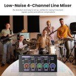 4 Channel Mini Stereo Mixer for Drums & Guitars