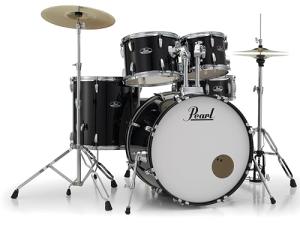 Pearl Roadshow 5-Piece Drum Set with Cymbals, Jet Black