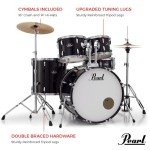 Pearl Roadshow 5-Piece Drum Set with Cymbals, Jet Black