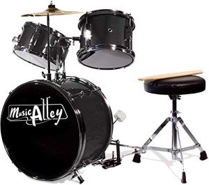 Music Alley Kids 3-Piece Drum Set - Metallic Black