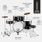 5-Piece Full Size Adult Drum Set - Black