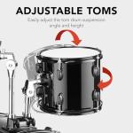 5-Piece Full Size Adult Drum Set - Black