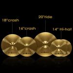 HAIRIESIS Exquisite Alloy Cymbal Set - 14"/16"/18"/20" 5 Pieces Drum